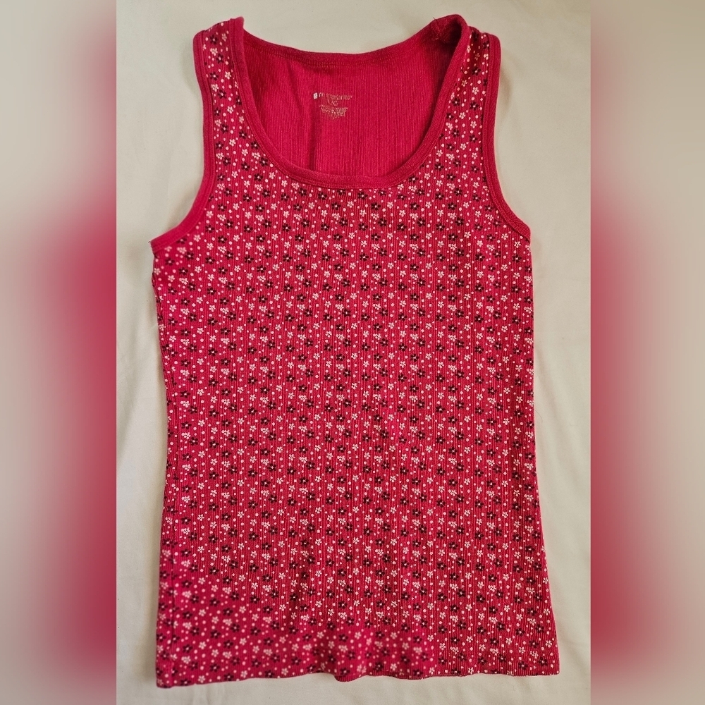 No Boundaries Juniors Pink Floral Design Ribbed Tank Top Size Large 11-13